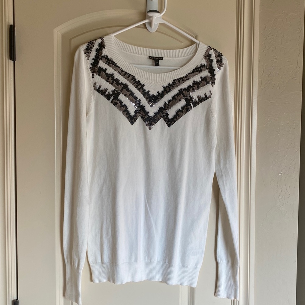 Cream sweater with sequins